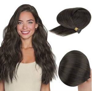 GOO GOO I Tip Hair Extensions 100% Remy Human Hair 24inch 1C Mocha Brown